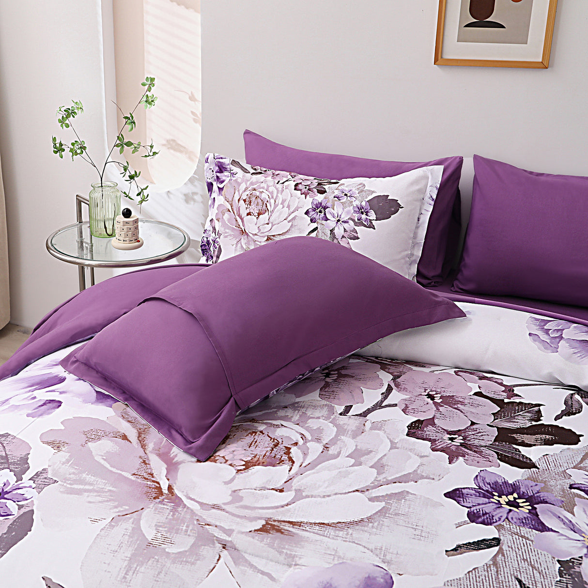 Chic Floral Print Quilt Set, Available in Queen/King, Cozy and Durable Bedding with Pillow Shams