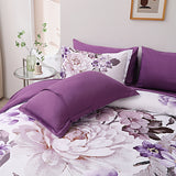 Chic Floral Print Quilt Set, Available in Queen/King, Cozy and Durable Bedding with Pillow Shams - Rear View