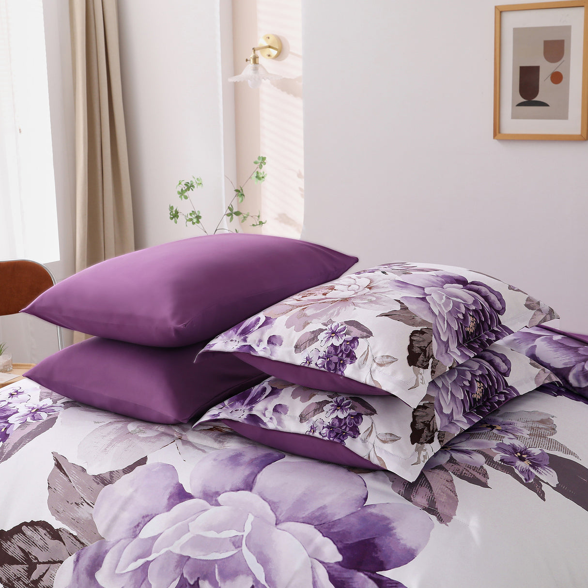 Chic Floral Print Quilt Set, Available in Queen/King, Cozy and Durable Bedding with Pillow Shams