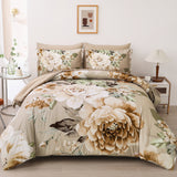 Cozy Floral Comforter Set, King Size, Quilted Warm Bedding with Pillowcases - Side View