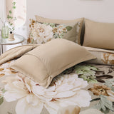 Cozy Floral Comforter Set, King Size, Quilted Warm Bedding with Pillowcases - Rear View