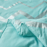 Blue Gradient Comforter Set, King Size, Modern 3-Piece Bedding with Pillowcases - Close-Up Angle