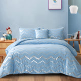 Metallic Print Comforter Set, King Size, Chic 3-Piece Bedding with Pillowcases - Front View