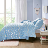 Metallic Print Comforter Set, King Size, Chic 3-Piece Bedding with Pillowcases - Side View