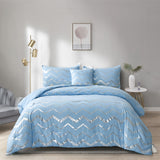 Metallic Print Comforter Set, King Size, Chic 3-Piece Bedding with Pillowcases - Top-Down View