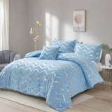 Metallic Print Comforter Set, King Size, Chic 3-Piece Bedding with Pillowcases - 45-Degree Angle
