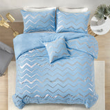 Metallic Print Comforter Set, King Size, Chic 3-Piece Bedding with Pillowcases - Rear View
