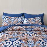 Floral Stripes Comforter Set, King Size, Elegant 3-Piece Bedding with Pillowcases - 45-Degree Angle