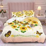 Airy Loft butterfly floral 3‑Piece Comforter Bundle – Relaxed - Top-Down View