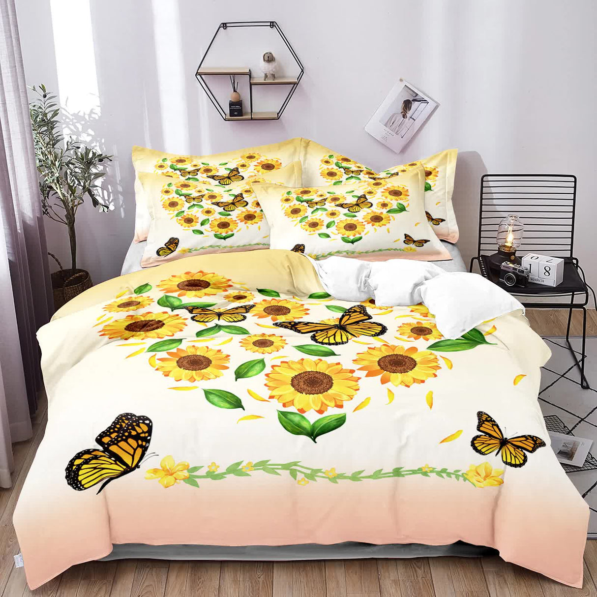 Airy Loft butterfly floral 3??iece Comforter Bundle ??Relaxed