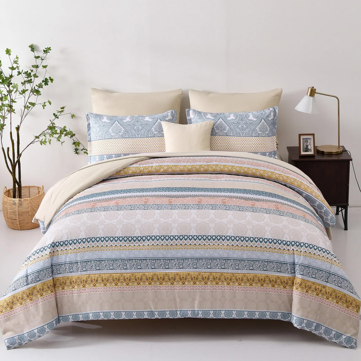 Luxe Loft Boho Quilted Comforter & Shams ??Trending 3??iece Set