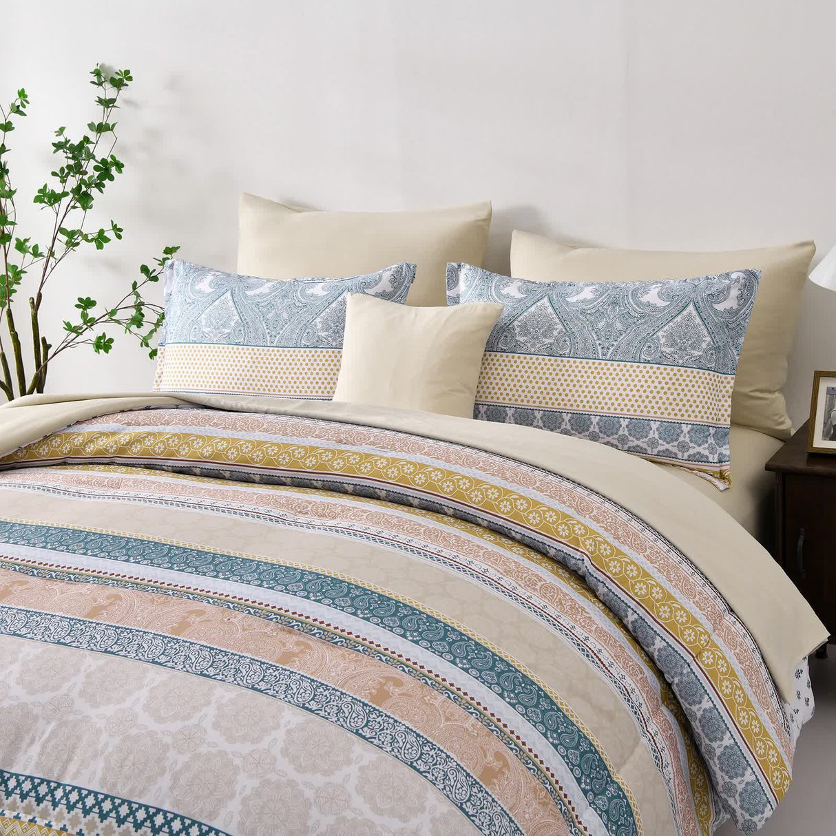 Luxe Loft Boho Quilted Comforter & Shams ??Trending 3??iece Set