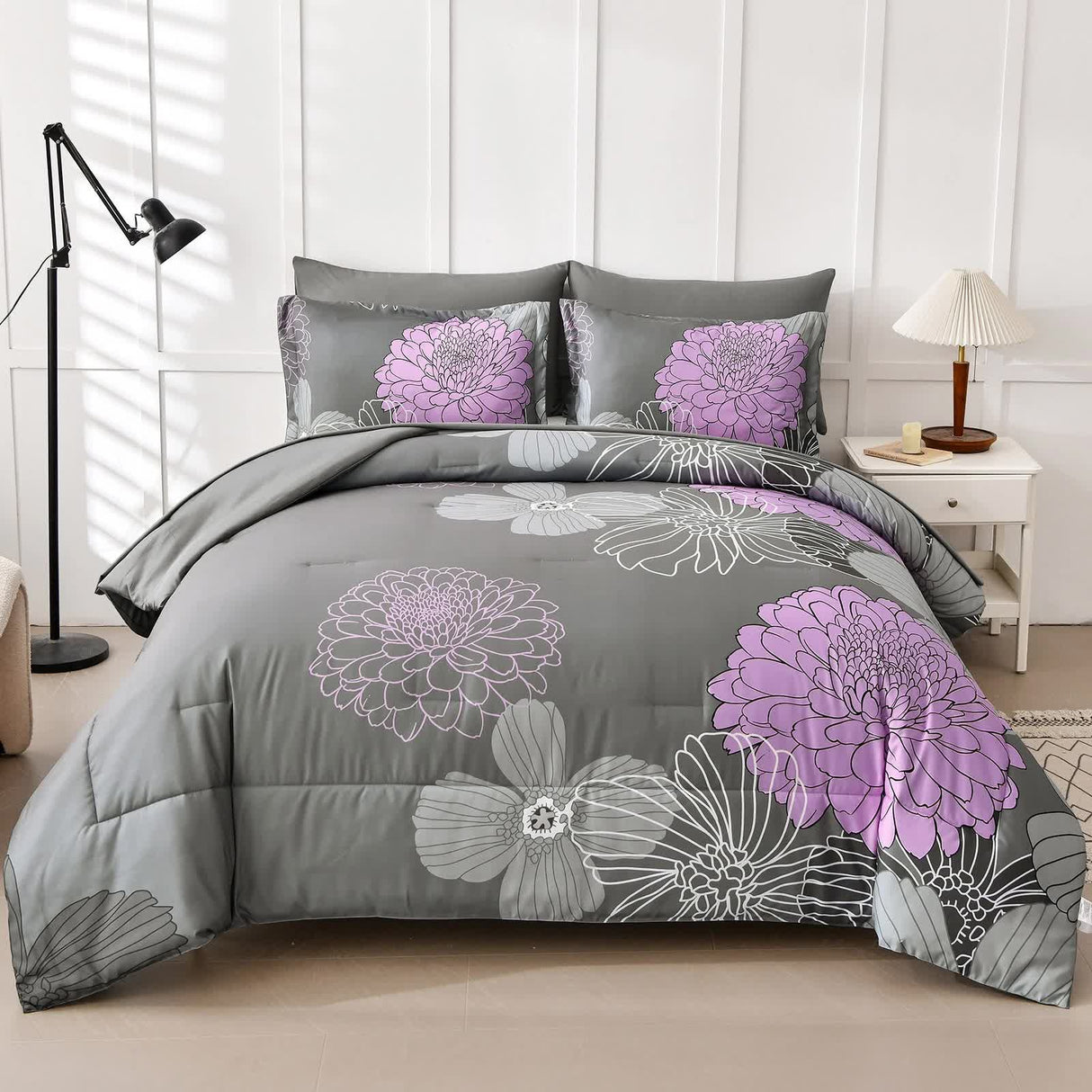 Cloud Nine grey purple Bedding ??3??iece Comforter Set for Everyday Chill