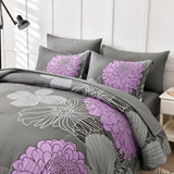 Cloud Nine grey purple Bedding – 3‑Piece Comforter Set for Everyday Chill - Top-Down View