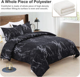 King Black Marble Comforter Set, Printed Bedding for All Seasons, Soft Microfiber 3-Piece - Front View