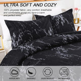 King Black Marble Comforter Set, Printed Bedding for All Seasons, Soft Microfiber 3-Piece - Side View