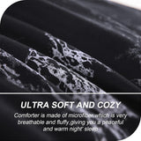 King Black Marble Comforter Set, Printed Bedding for All Seasons, Soft Microfiber 3-Piece - Rear View