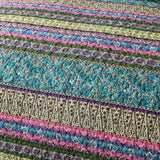 Grenn Teal Boho style Printed Bedspread Quilt Set + Pillowcases - Top-Down View