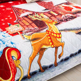 Holiday Cheer Christmas Queen Bedspread Set - Close-Up Angle