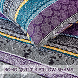 Aesthetic Quilted Bedspread and Pillowcases Set: Unify Your Bedroom's Look - Queen size - Close-Up Angle