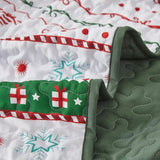 Cozy Christmas Eve Queen Bedspread Set - Rear View