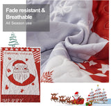 Winter Wonderland snowman santa Christmas Queen Bedspread Set - Side View