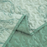 Meadow Butterfly Green Quilted Bedspread Set with Floral Details and Pillowcases - Extra Image