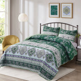 Breezy Tropical green Cozy 3 Pc Bedspread & Pillow Cover Set - Front View