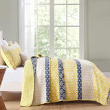 Ornate Quilted coverlet and pillowcovers set: Embellished Beauty - Queen size - Top-Down View