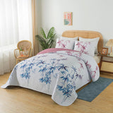 Floral Quilted bedspread and pillowcovers set: Embrace Nature Indoors - Queen size - Front View