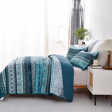 Opalescent Quilted coverlet and pillowcovers set: Shimmering Beauty - Queen size - Side View