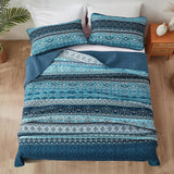 Opalescent Quilted coverlet and pillowcovers set: Shimmering Beauty - Queen size - Top-Down View