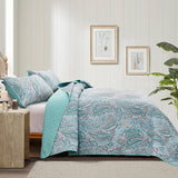 Distinctive Quilted Coverlet and Pillowcases Set: Make a Bold Statement - Queen size - Side View