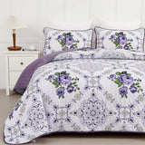 Kaleidoscopic Quilted coverlet and pillowcovers set: Burst of Colors - Queen size - Side View