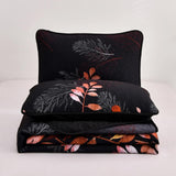 Black and Red  Leaves Quilted Bedspread & Pillowcase Set - Extra Image
