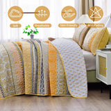 Classic Paisley Bloom Lightweight 3 Pc Bedspread & Pillow Cover Set - Top-Down View