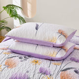 Knit Quilted coverlet and pillowcovers set: Cozy and Textured - Queen size - Rear View