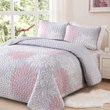 Mosaic Quilted coverlet and pillowcovers set: Unique Patchwork Design - Queen size - Front View