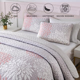 Mosaic Quilted coverlet and pillowcovers set: Unique Patchwork Design - Queen size - Side View