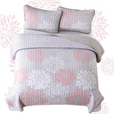 Mosaic Quilted coverlet and pillowcovers set: Unique Patchwork Design - Queen size - Rear View
