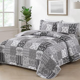 Autumn Maple Leaf Grey Cozy 3 Pc Bedspread & Pillow Cover Set - Front View