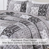 Autumn Maple Leaf Grey Cozy 3 Pc Bedspread & Pillow Cover Set - Top-Down View