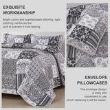 Autumn Maple Leaf Grey Cozy 3 Pc Bedspread & Pillow Cover Set - 45-Degree Angle