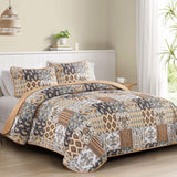 Enchanting Lace boho green Quilted 3 Pc Bedspread & Pillow Cover Set - Front View