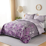 Luxurious Orchid patchwork Plaid 3 Pc Bedspread & Pillow Cover Set - Front View