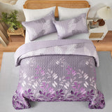Luxurious Orchid patchwork Plaid 3 Pc Bedspread & Pillow Cover Set - Side View
