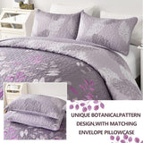 Luxurious Orchid patchwork Plaid 3 Pc Bedspread & Pillow Cover Set - Top-Down View