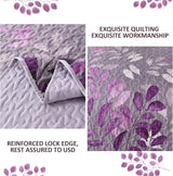 Luxurious Orchid patchwork Plaid 3 Pc Bedspread & Pillow Cover Set - 45-Degree Angle