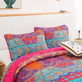 Colorful Quilted bedspread and pillowcovers set: Add a Splash of Color - Queen size - 45-Degree Angle