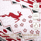 Vintage Christmas Print Queen Bedspread Set - Side View